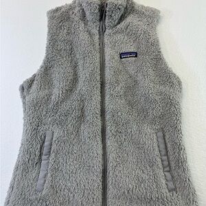 Patagonia faux fur fleece Gray Vest womens M full zip pockets